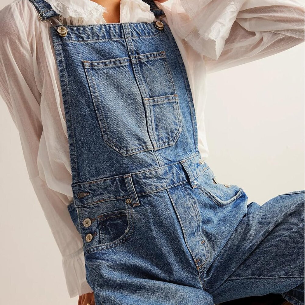 Denim Overalls for Women Barrel Wide Leg Bib Baggy Jeans Adjustable Denim Romper - Picture 3 of 5